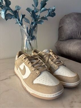 👟 Nike Beige and White Dunk Low-Top Suede Sneakers